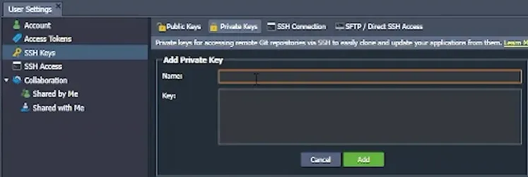 Add private keys