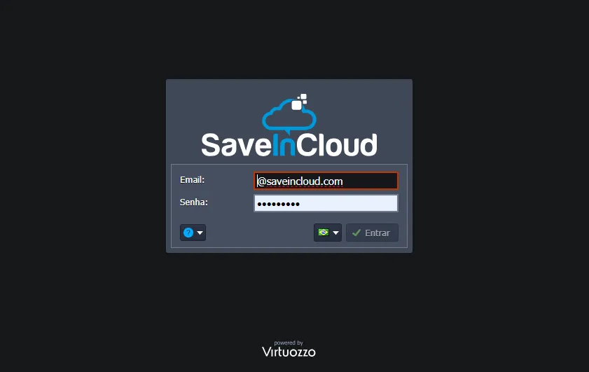 painel da SaveinCloud - login
