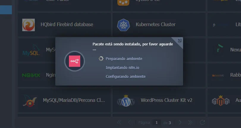 Instalação em andamento