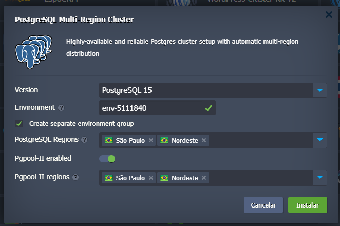 Cloud PostgreSQL multi-região